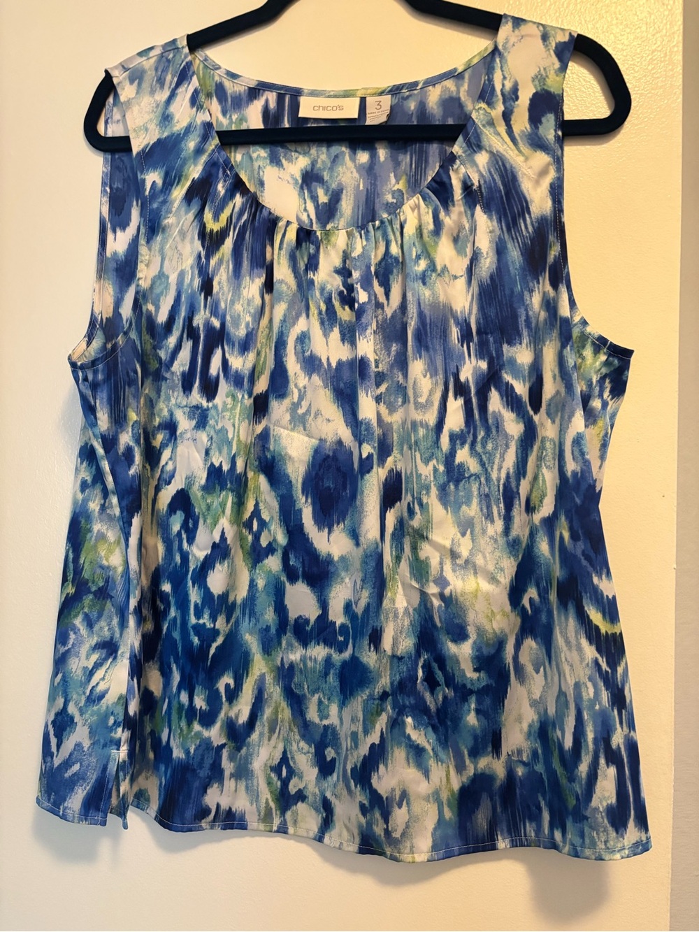 Chico's Blue and White Abstract Sleeveless Blouse